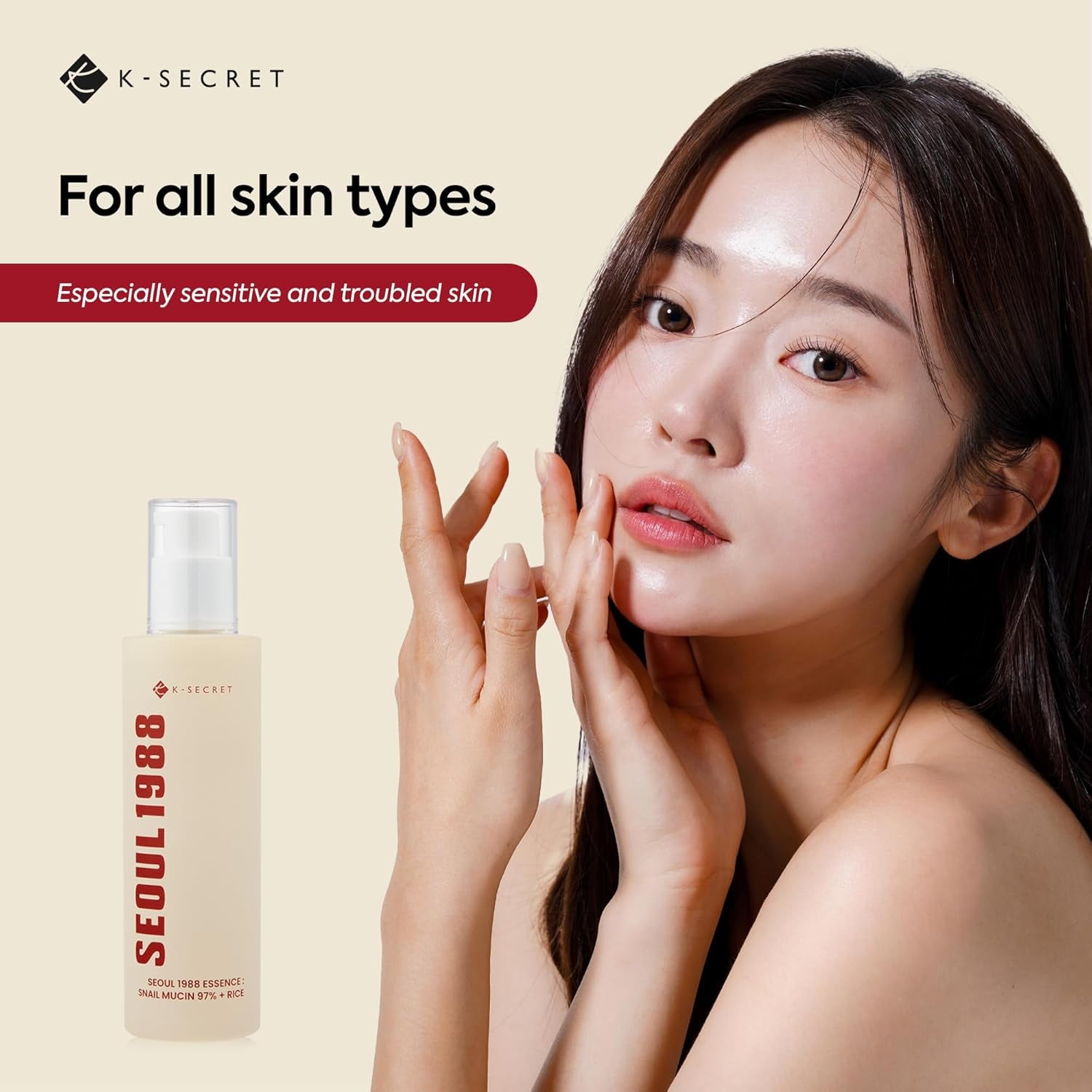 SEOUL 1988 Essence : Snail Mucin 97% + Rice, 100Ml/3.38Fl.Oz. | 97% Snail Secretion with Rice Ferment Filtrate and Rice Extract for Skin Hydration, Soothing | Korean Skincare |