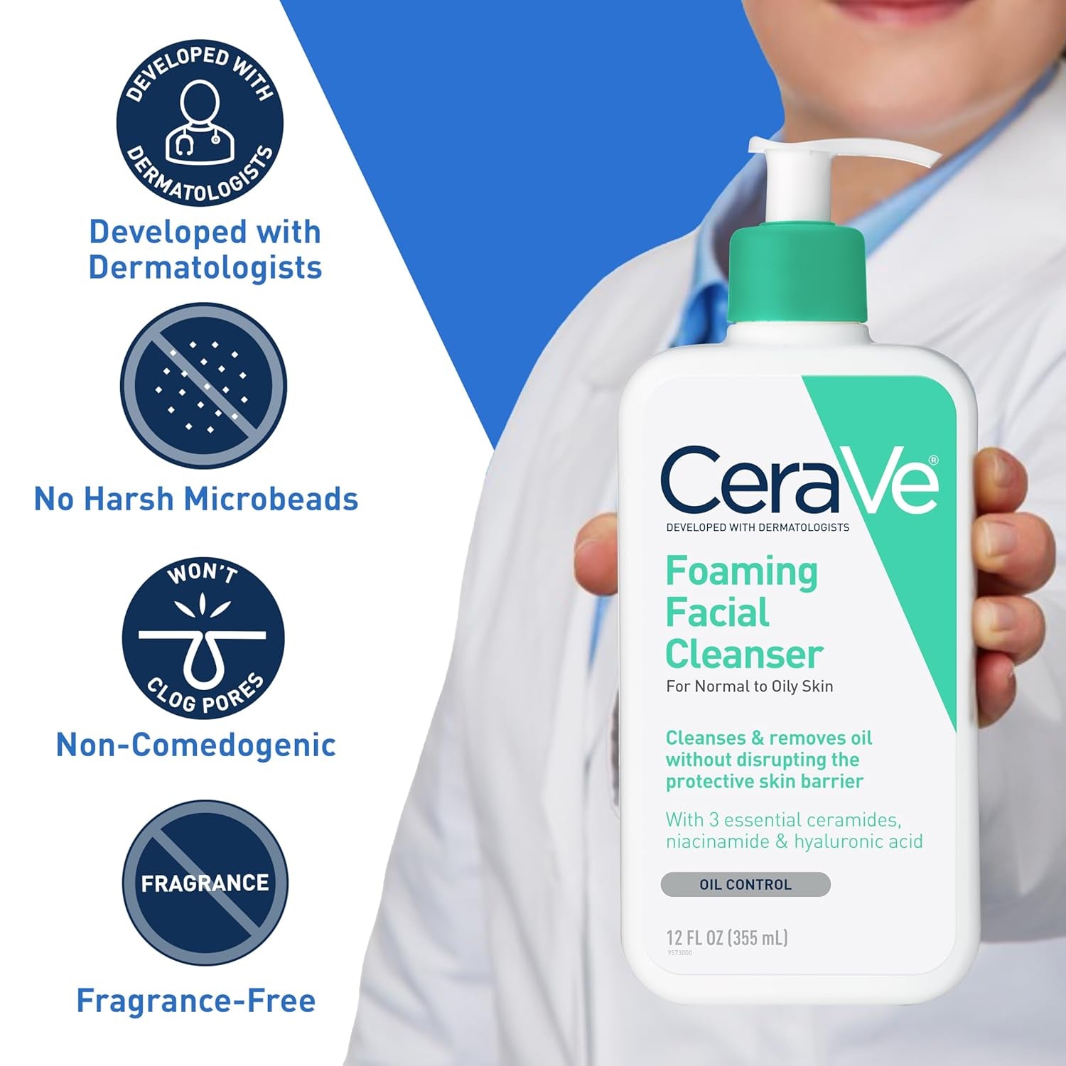Foaming Facial Cleanser for Oily Skin, 16 Fl Oz, Fragrance Free