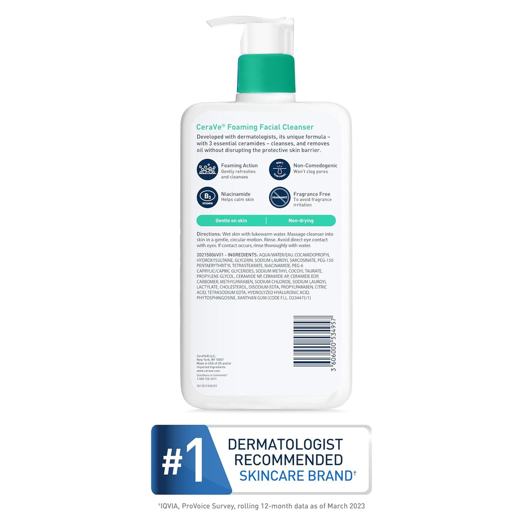 Foaming Facial Cleanser for Oily Skin, 16 Fl Oz, Fragrance Free