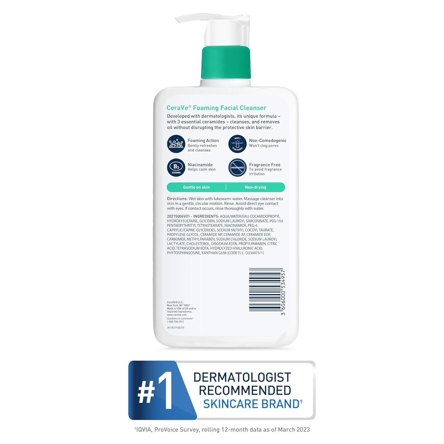 Foaming Facial Cleanser for Oily Skin, 16 Fl Oz, Fragrance Free